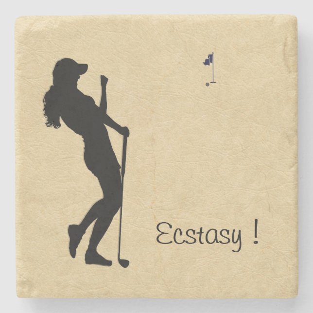 Ladies Golfer Stone Coaster (Front)