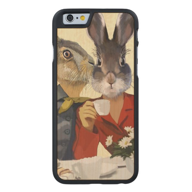 Ladies Gossiping 2 Carved Wood iPhone Case (Back)