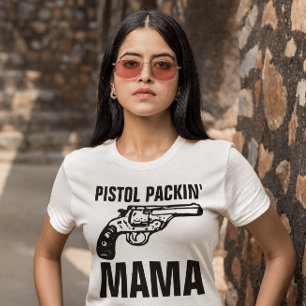 Ladies GUN T-Shirts, PISTOL PACKIN' MAMA Tri-Blend Shirt