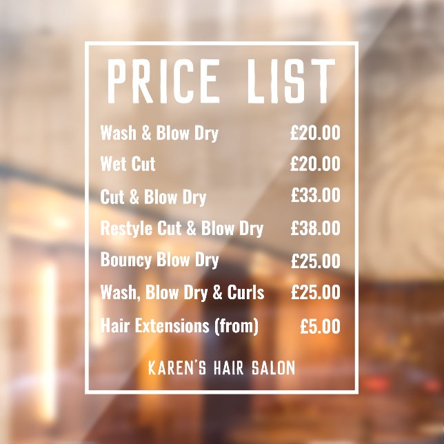 Ladies Hair Salon Hairdresser Window Cling (Sheet 2)