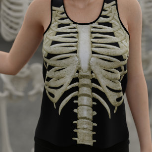 Ladies Halloween Party Costume Skeleton Ribs Tank Top