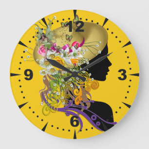 Ladies Hat Lovers Art Large Clock