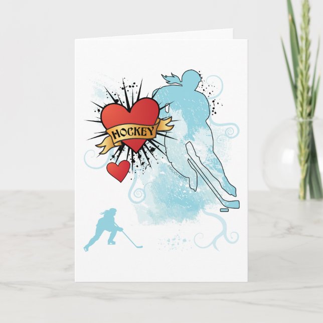 Ladies Hockey Heart Tattoo Card (Front)