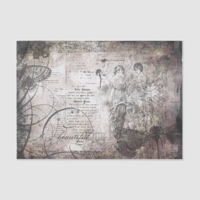 Ladies in grey decoupage tissue paper (Front)