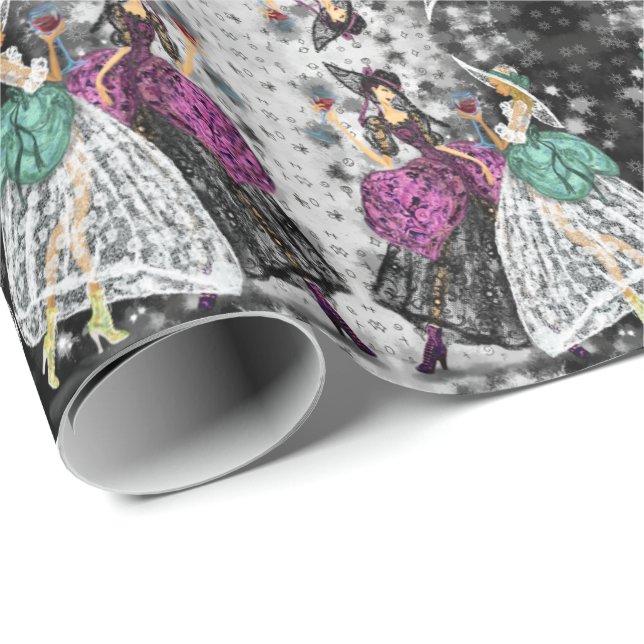 Ladies In Modern Lace Dresses Wrapping Paper (Roll Corner)