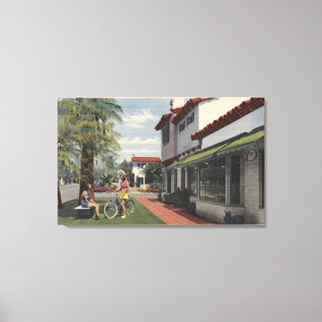 Ladies in Summer Wear in the Plaza Canvas Print (Front)