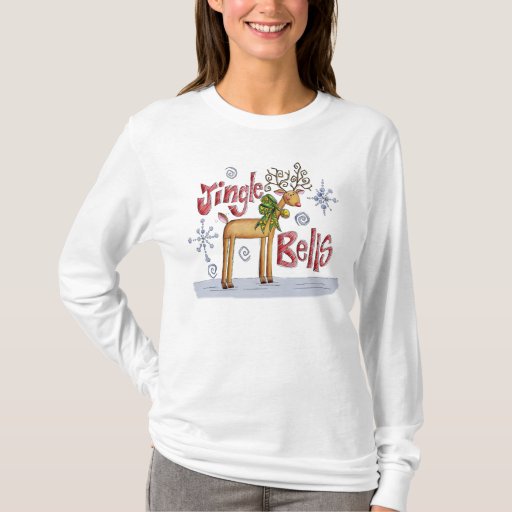 Ladies Jingle Bells Christmas Jumper - Reindeer T-shirt - 21.60 Ladies Jingle Bells Christmas Jumper - Reindeer T-shirt