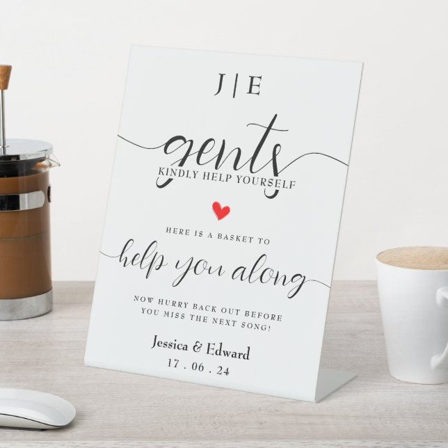 Ladies Kindly Help Yourself Black White Minimalist Pedestal Sign (In SItu)