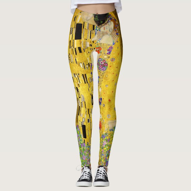 Ladies Leggings with Klimt's The Kiss (Front)