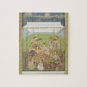 Ladies listening to music in a garden, from the Sm Jigsaw Puzzle