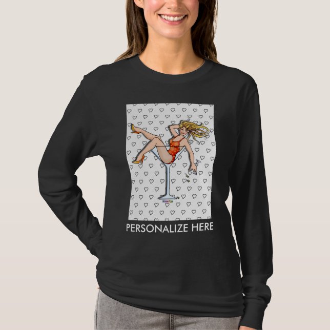 Ladies Long Sleeve Tee - Olivia in Martini Glass (Front)