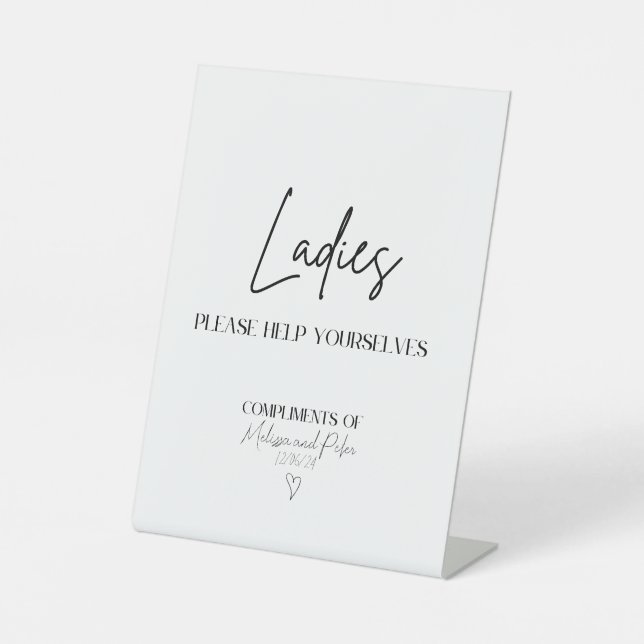 Ladies Modern Wedding Bathroom Basket Sign (Front)