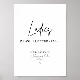 Ladies Modern Wedding Bathroom Basket Sign