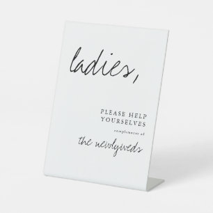 Ladies Modern Wedding Bathroom Basket Sign