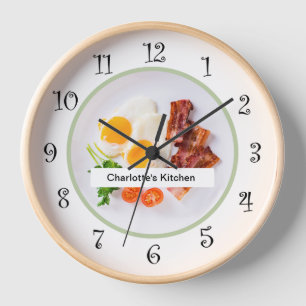 Ladies Monogram Food Theme Kitchen Wall Clocks