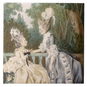 Ladies' Morning Dress, 1771 (colour engraving) Tile