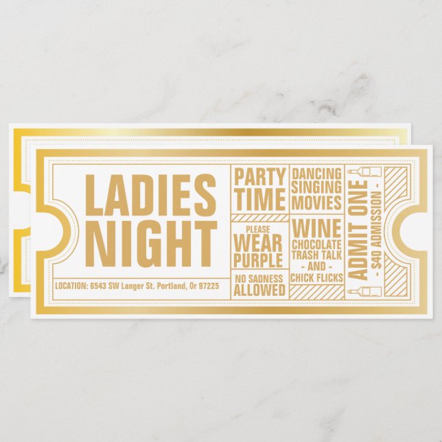 Ladies Night Invitation - Fully customisable text (Front/Back)