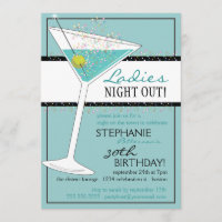 Ladies Night Out Martini Aqua Birthday Celebration