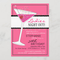 Ladies Night Out Martini Pink Birthday Celebration