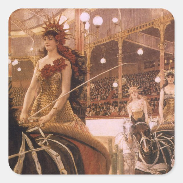 Ladies of the Cars (aka Circus) by James Tissot Square Sticker (Front)