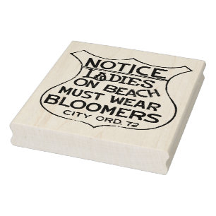 Ladies On Beach Must Wear Bloomers Sign Rubber Stamp