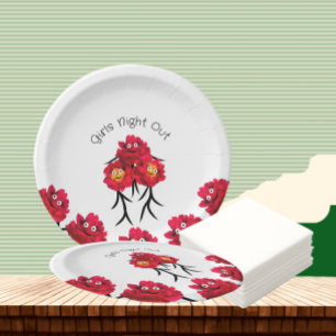 Ladies peonies paper plate