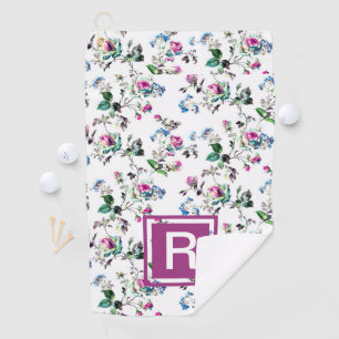 Ladies Personalised Floral Monogram Golf Towel