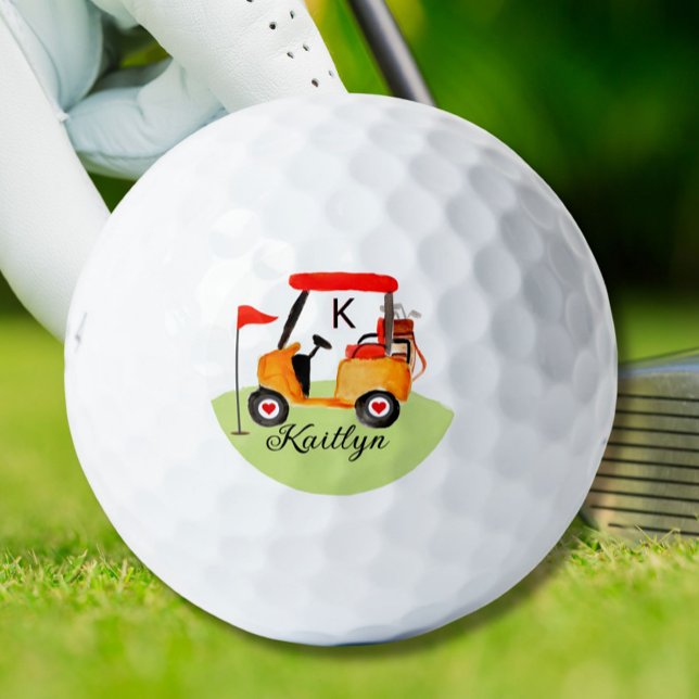 Ladies Personalised Golf Cart Clubs Name Golf Balls (Creator Uploaded)
