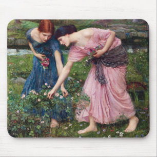 Ladies Picking Roses, John William Waterhouse Mouse Mat