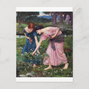 Ladies Picking Roses, John William Waterhouse Postcard