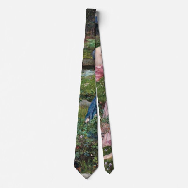 Ladies Picking Roses, John William Waterhouse Tie (Front)