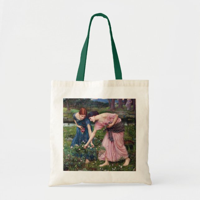 Ladies Picking Roses, John William Waterhouse Tote Bag (Front)