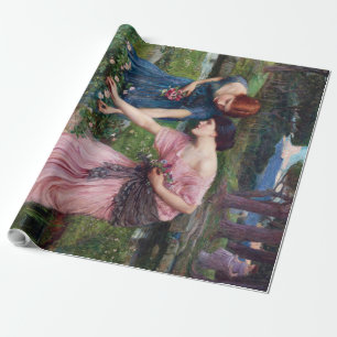 Ladies Picking Roses, John William Waterhouse Wrapping Paper