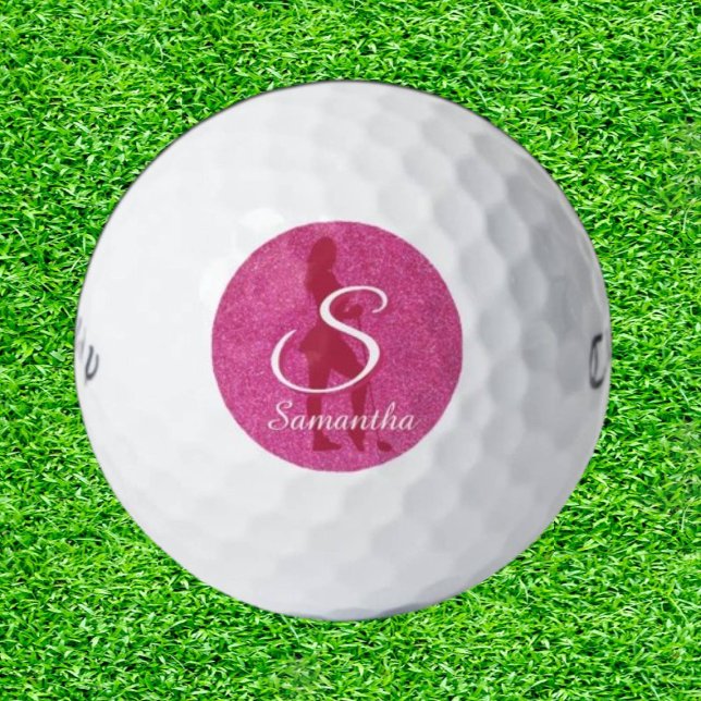 LADIES PINK GLITTER GOLF BALLS (Sparkle your swing!)
