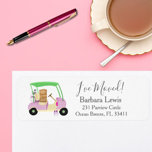 Ladies Pink Golf Cart  Moving Boxes Golf Course