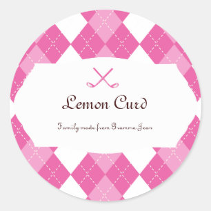 Ladies Pink Preppy Golf Argyle Gift Favour label