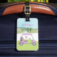 Ladies Pink Watercolor Cart Monogram Name
