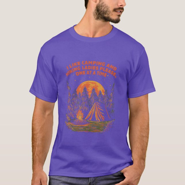 Ladies Please One at aime Camping Hiking Camper vi T-Shirt (Front)