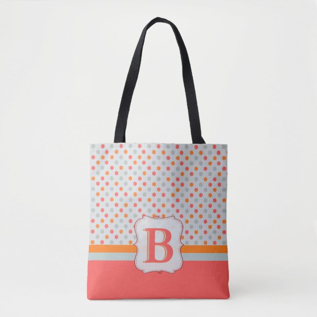 Ladies Polka dotted, Initialled Golf Tote Bag (Front)