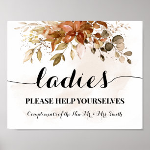 Ladies Powder Room Autumn Fall Wedding Reception Poster