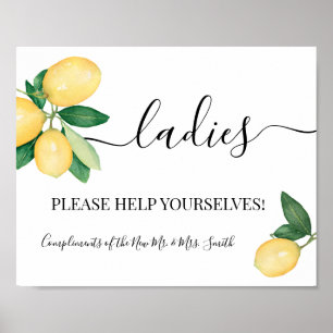 Ladies powder room wedding reception lemons sign