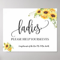 Ladies powder room wedding reception sunflowers