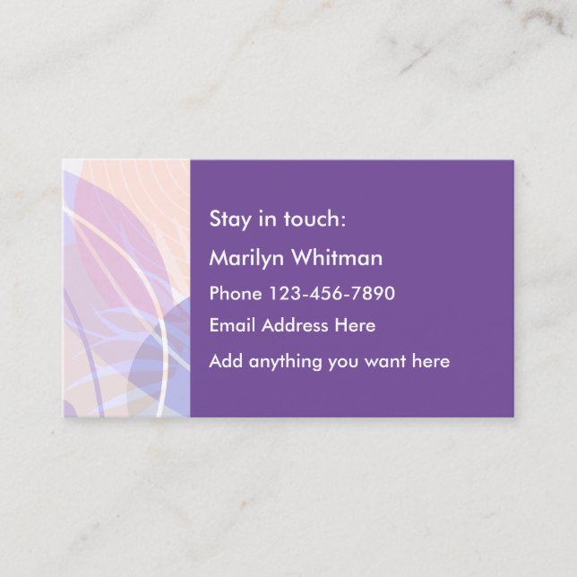 Ladies Purple Floral Personal Contact Cards (Front)