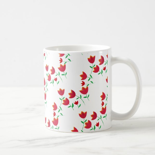 ladies Red Tulip Flower Coffee Mug (Right)