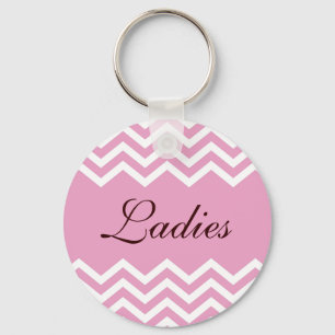 Ladies restroom or toilet keychain, elegant pink key ring