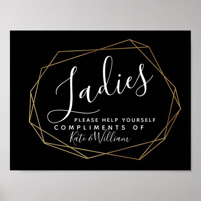 ladies restroom sign - toiletries basket geometric (Front)