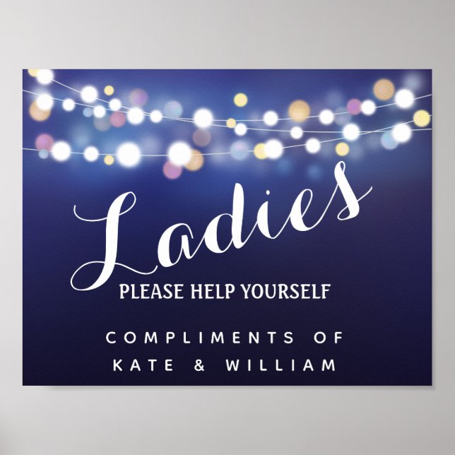 ladies restroom sign - toiletries basket Navy (Front)