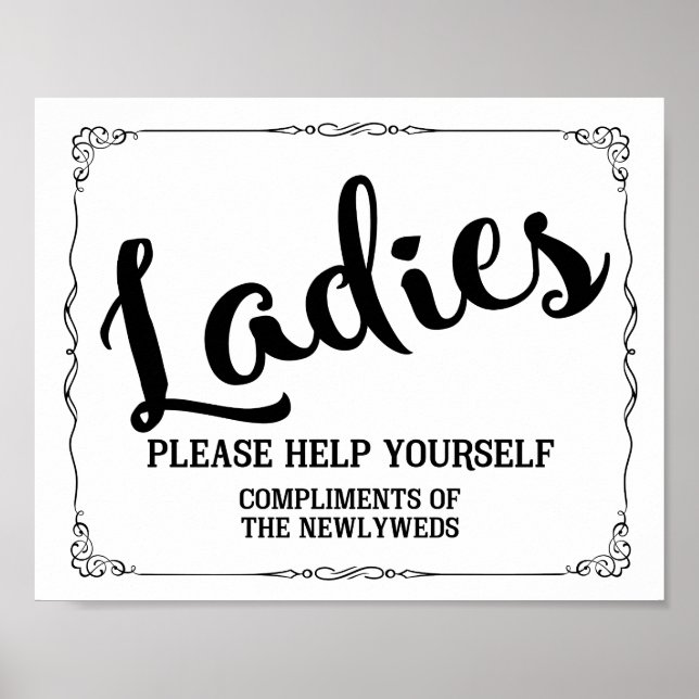 Ladies restroom sign - toiletries basket sign (Front)