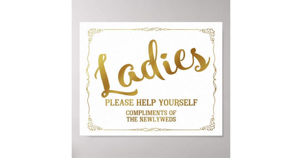 Ladies restroom sign - toiletries basket sign | Zazzle