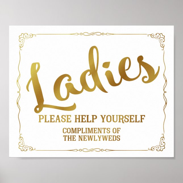 Ladies restroom sign - toiletries basket sign (Front)